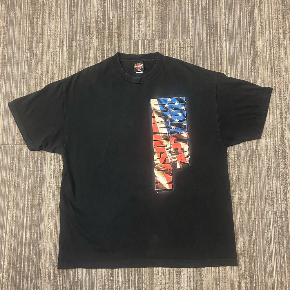 Harley Davidson 2011 Y2K USA Flag T-Shirt Made in the USA